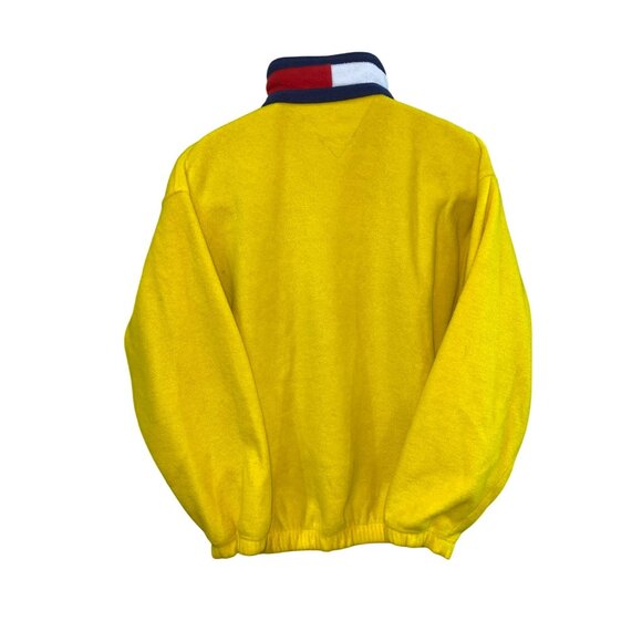 Vintage 90’s Y2K Tommy Hilfiger Yellow Fleece Pullover Jacket Men’s Size Large - Picture 2 of 9